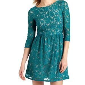 French Connection Lizzie Teal Green Lace Dress Size 10